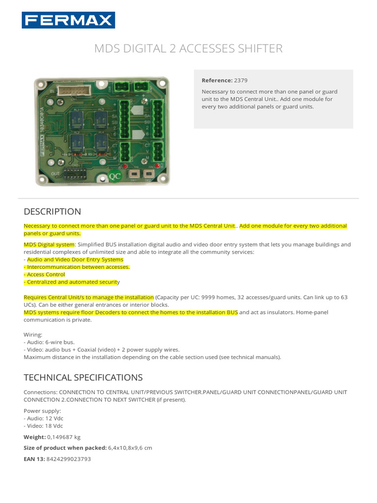 MDS Digital 2 Accesses Shifter Overview | PDF