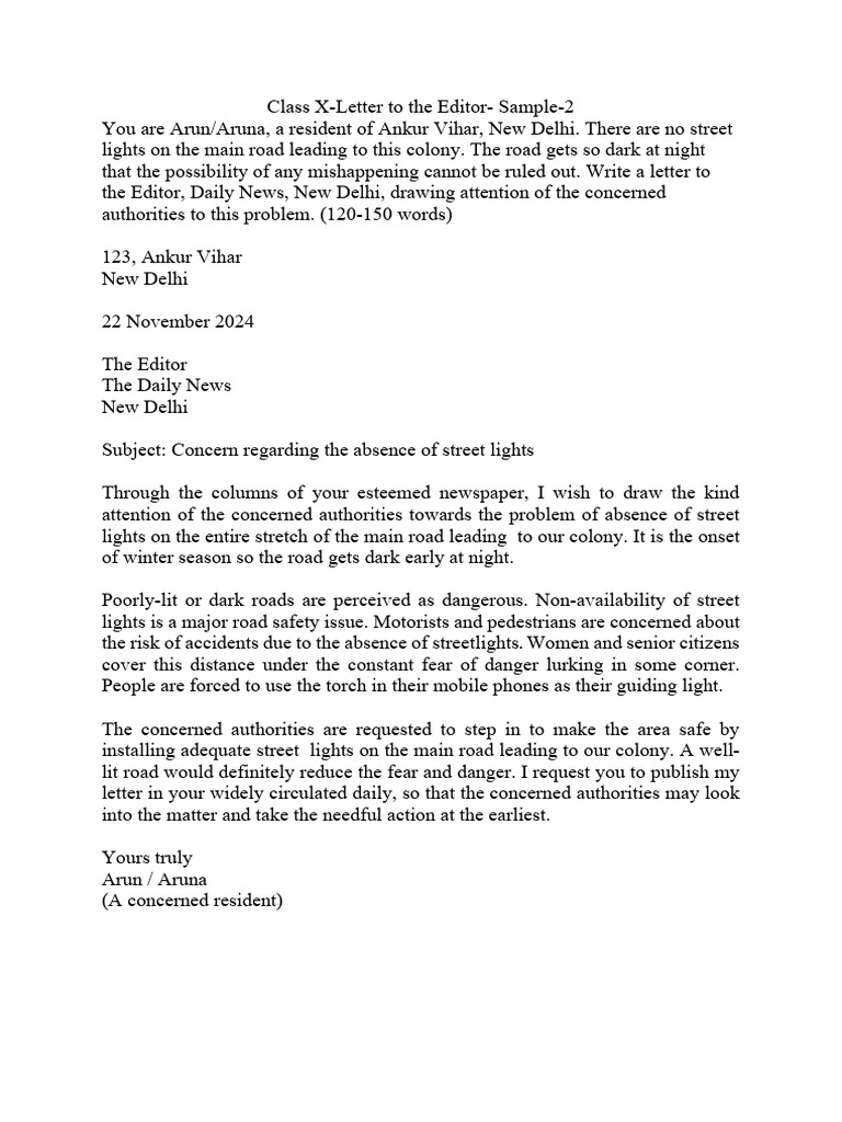 Letter To The Editor - Sample - 2 | PDF