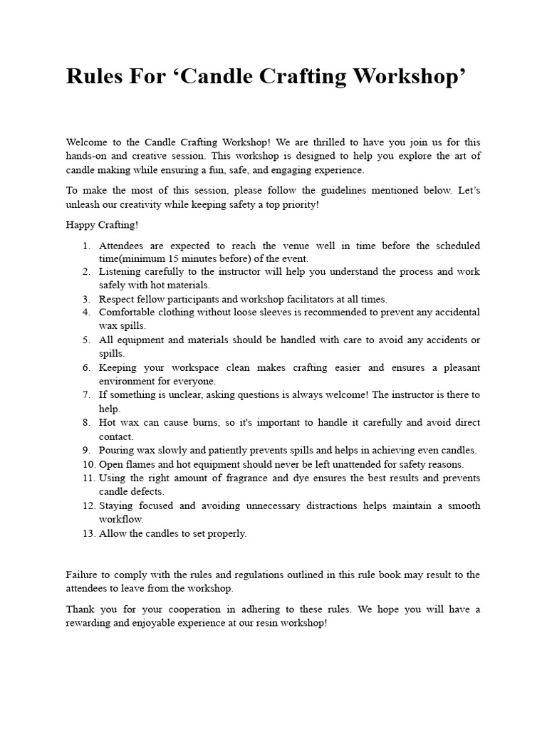 Candle Crafting Rule Book | PDF
