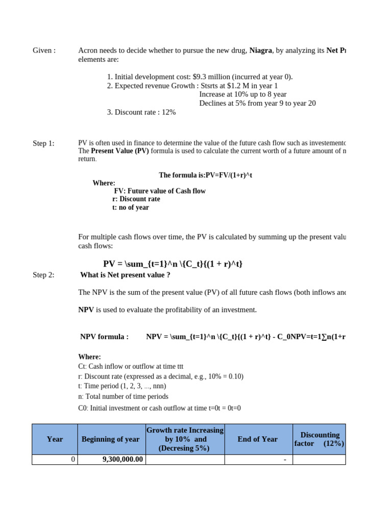 NPV Cashflows 20 Years Final Answer | PDF | Net Present Value ...