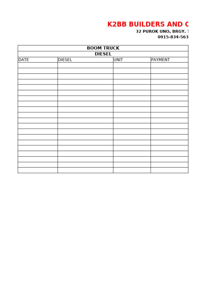 Boom Truck Maintenance Records | PDF | Construction Equipment | Heavy ...
