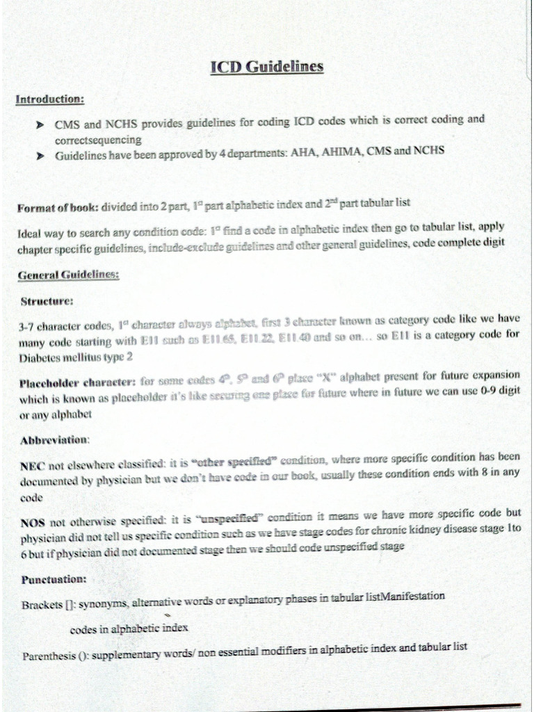 Icd Chapter Specific Guidelines | PDF
