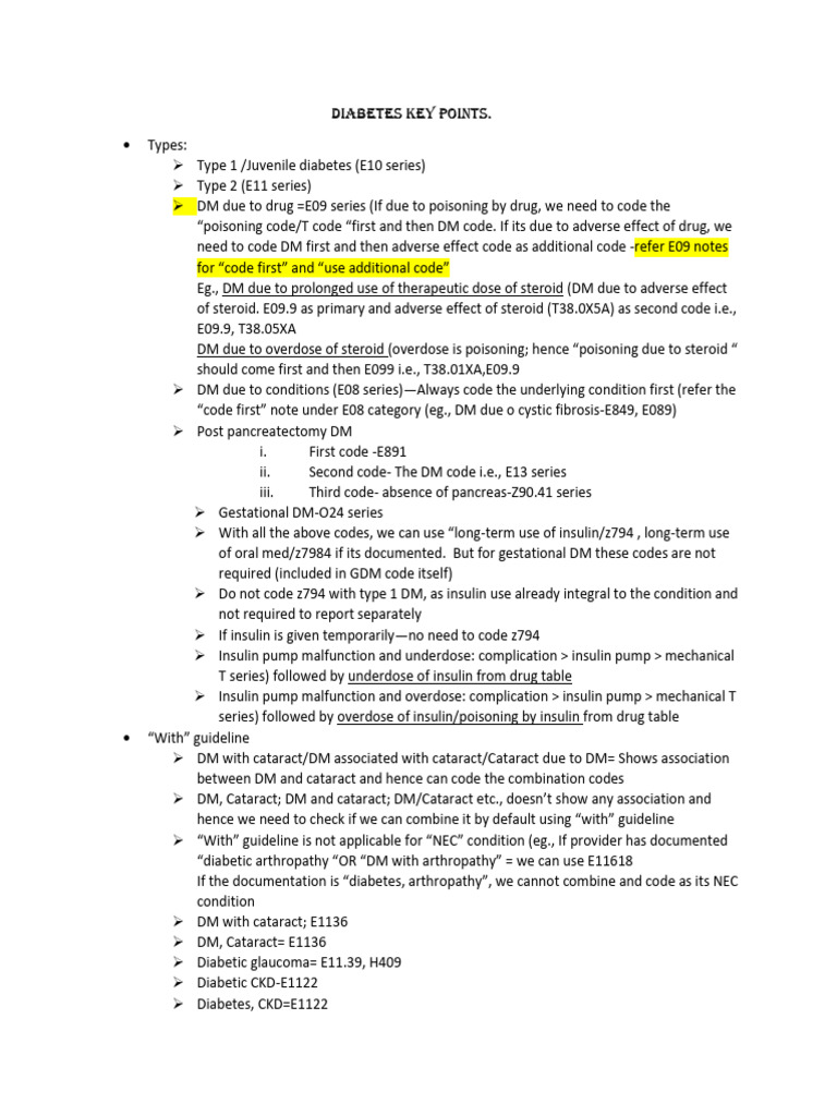 Diabetes Coding Guidelines and Codes | PDF | Diabetes | Endocrine Pancreas
