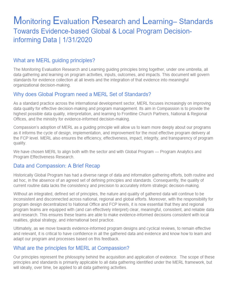 MERL Standards for Effective Decision-Making | PDF | Evaluation | Evidence