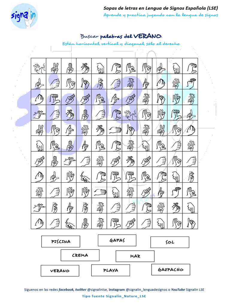 Sopas de Letras en Lengua de Signos LSE | PDF