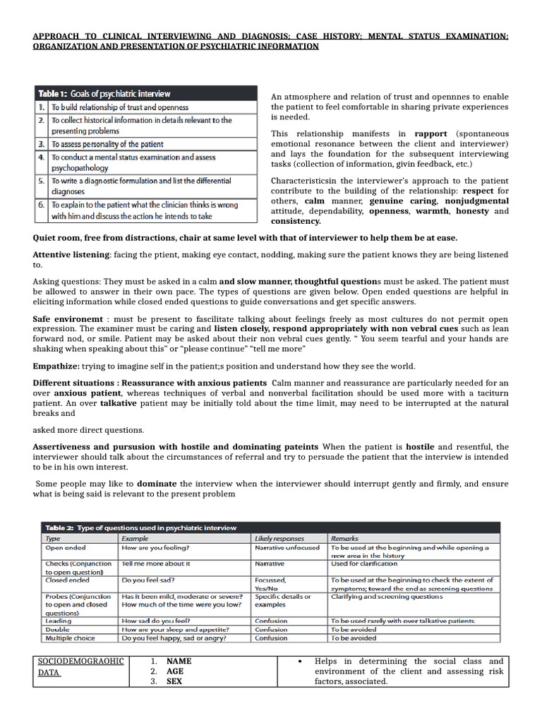 Mental Status Examination Guide | PDF | Mania | Mental Disorder