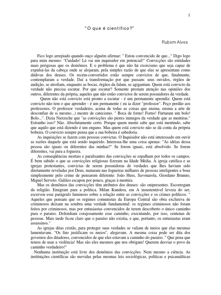 O que é científico Rubem Alves