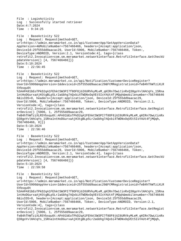 API Request Logs for Customer App | PDF | Embedded Linux Distributions ...