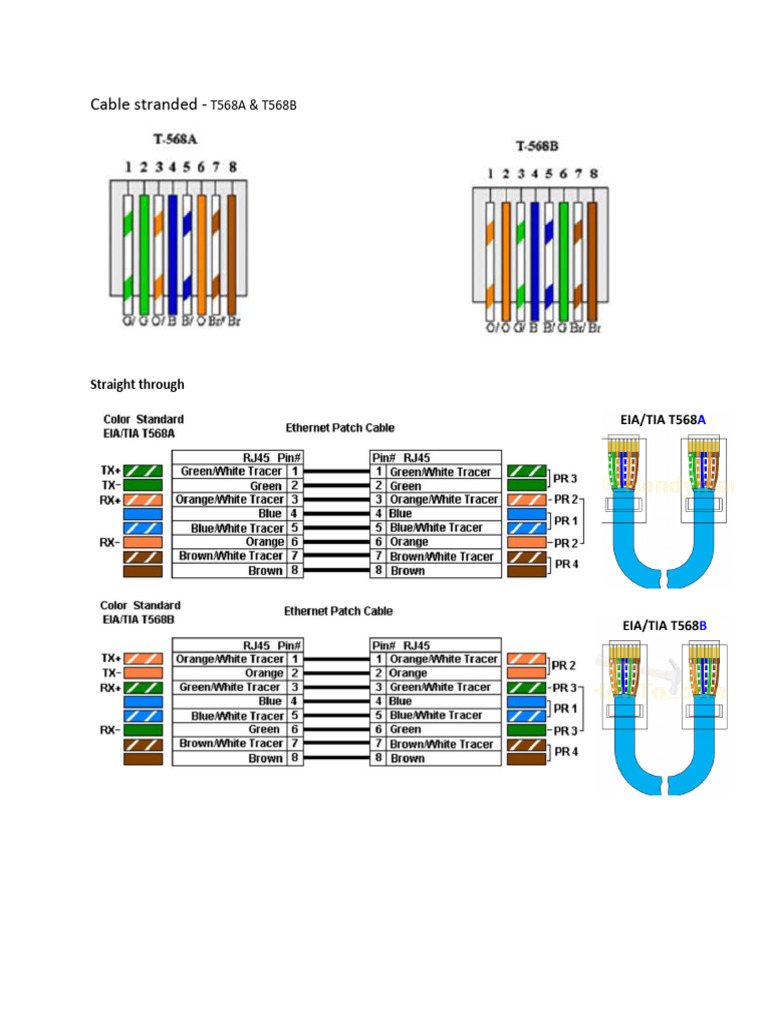 Cable Types: T568A, T568B, RJ45 Guide | PDF
