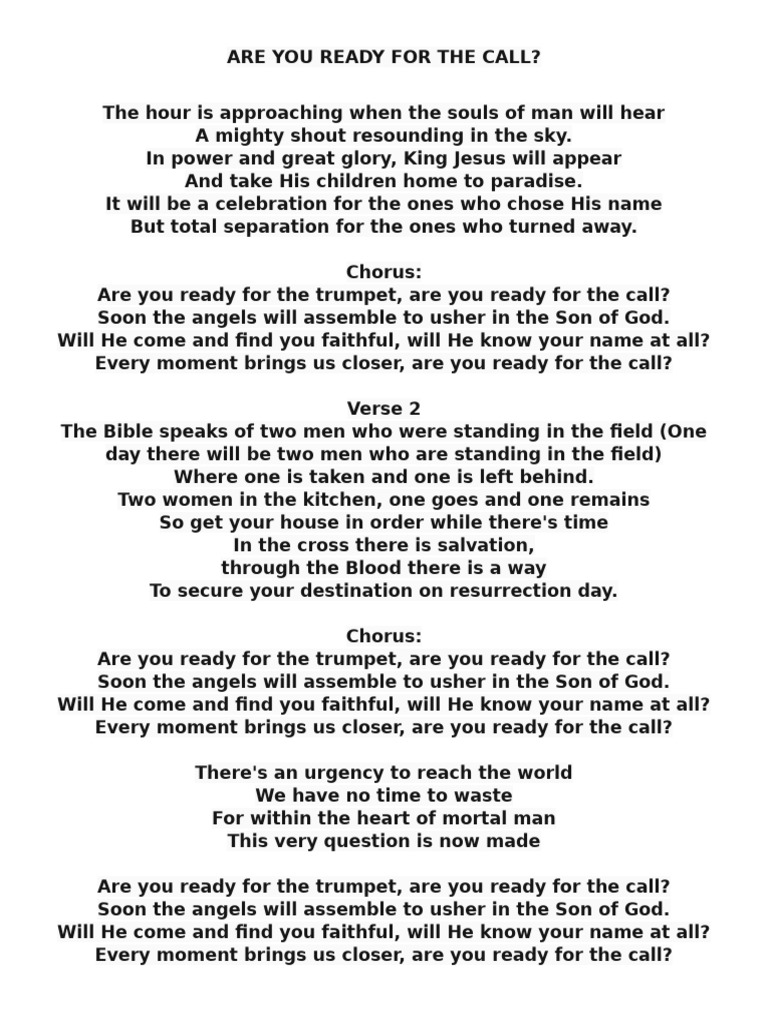 Are You Ready for the Call? PDF