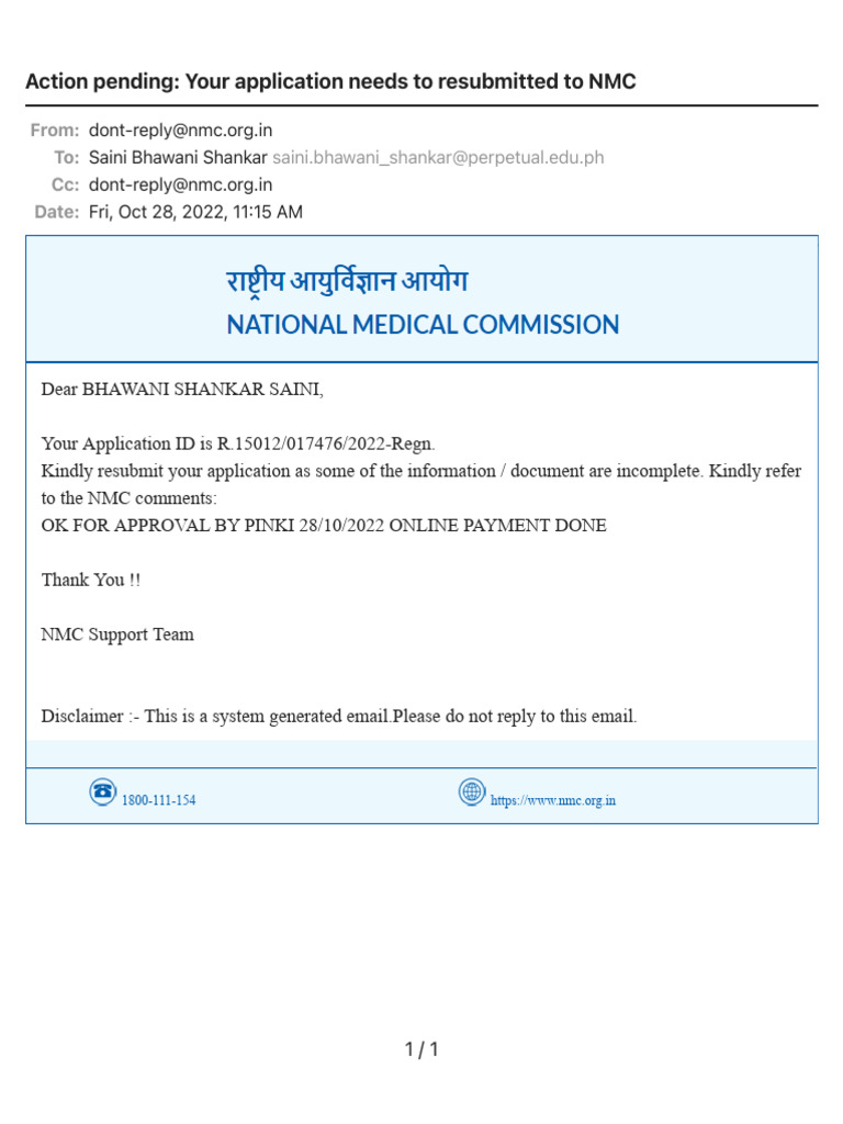 NMC Application Resubmission Required | PDF
