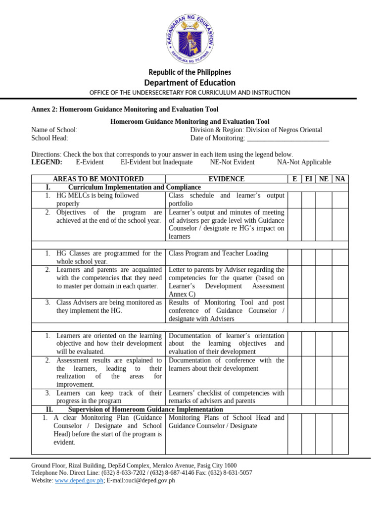 Annex-2HG-Monitoring-and-Evaluation-Tool-SDO-1-1 | PDF | Curriculum