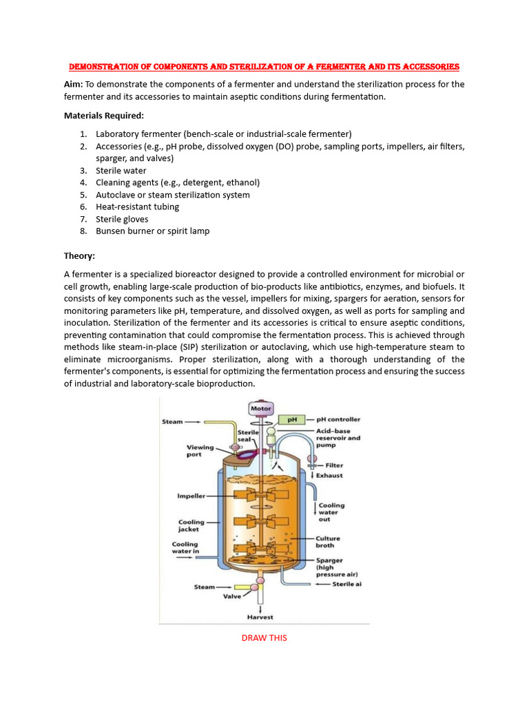Sterilization Techniques for Fermenters | PDF | Sterilization ...