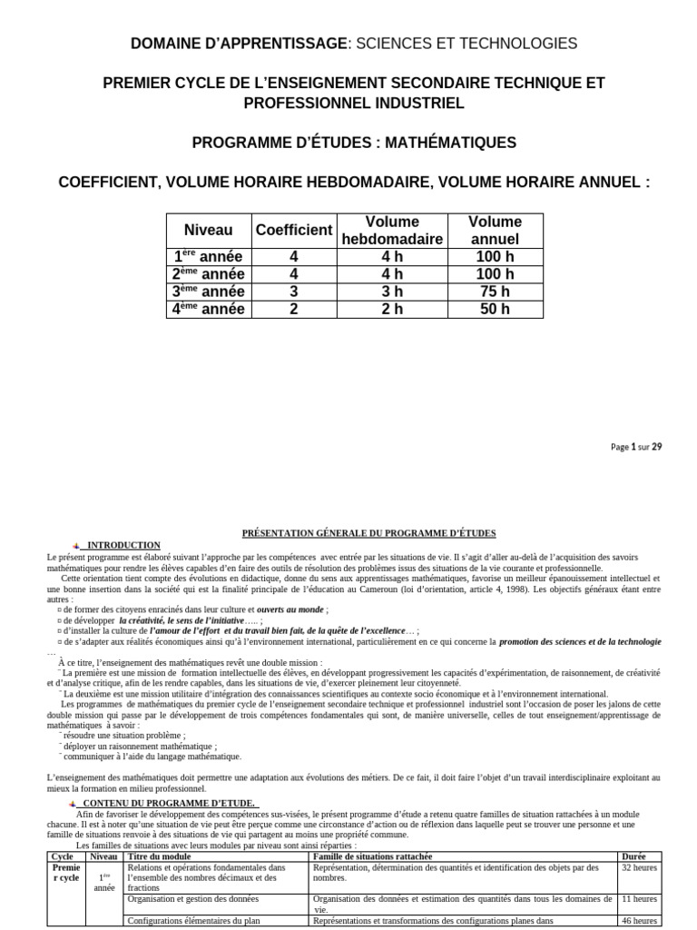 Programme de Mathématiques 2ème Année | PDF | Décimal | Nombre