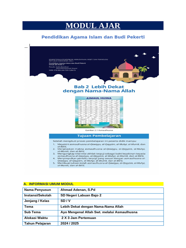2. Modul Ajar PAI Kelas 5 - BAB 2 | PDF