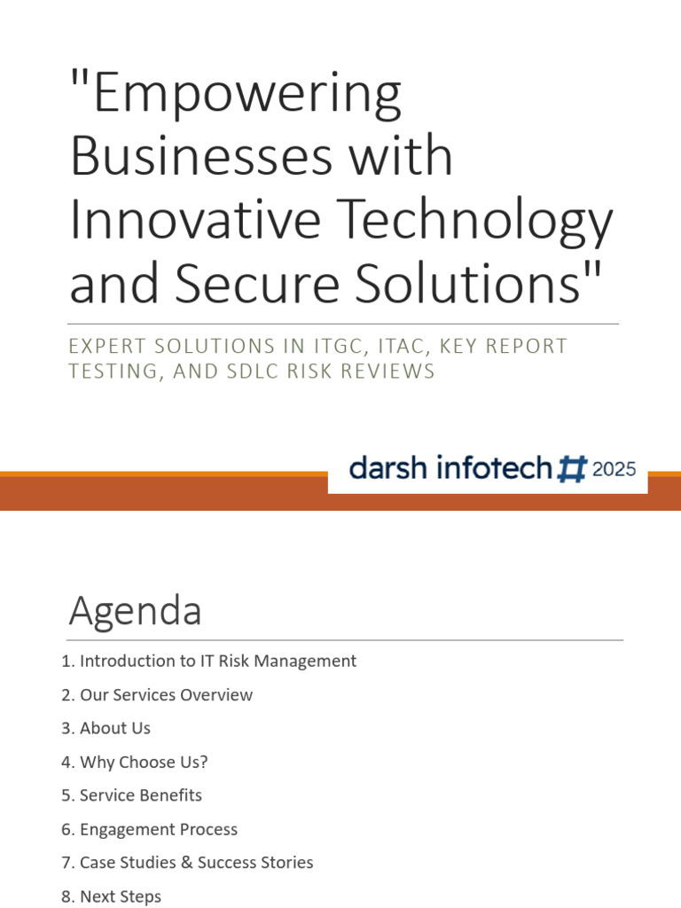 Darsh Infotech: IT Risk Solutions | PDF | Audit | Risk Management