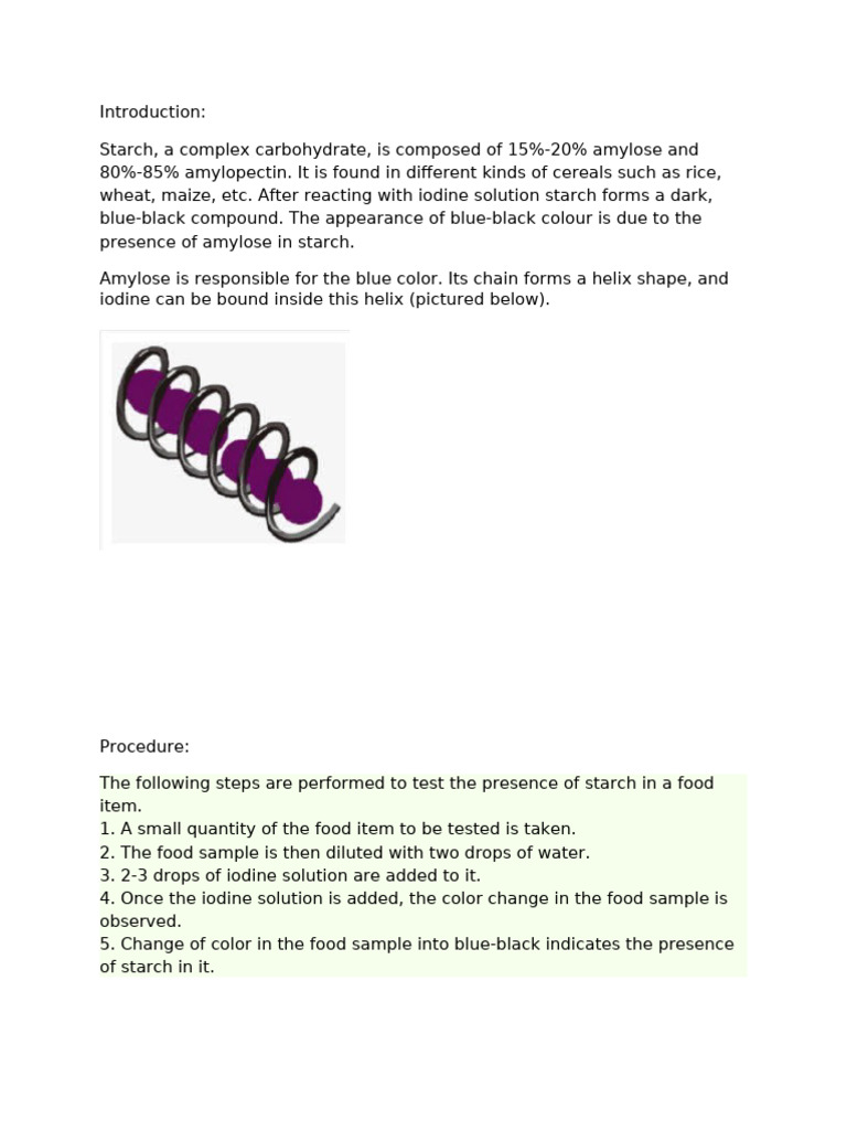 Starch testing | PDF | Starch | Foods