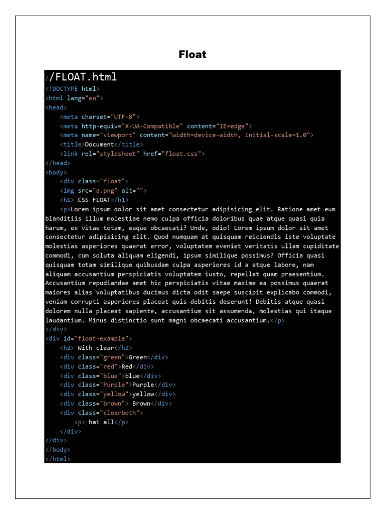CSS Float and Layout Examples | PDF | Cascading Style Sheets | Graphic ...