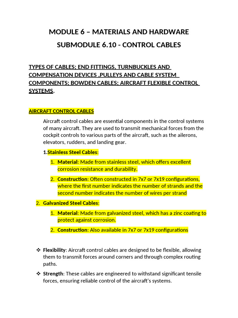 Swaging and Inspection of Control Cables | PDF | Aircraft Flight ...