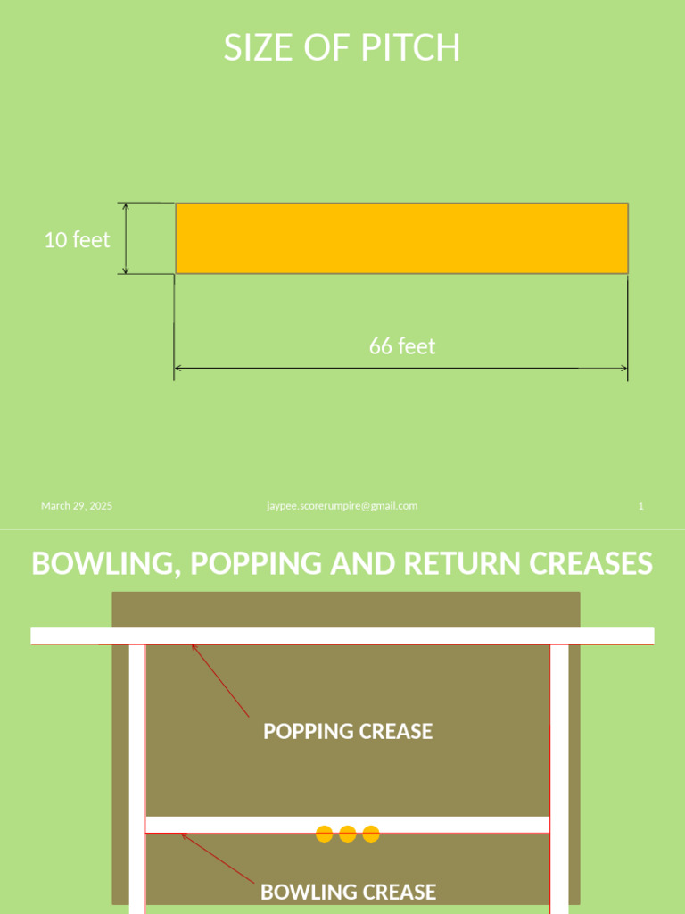 Cricket Pitch Crease Measurements Guide | PDF | Bowling (Cricket ...