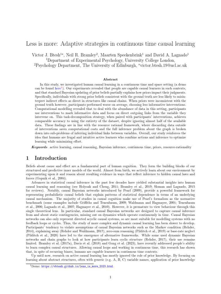 Adaptive Strategies in Causal Learning | PDF | Causality | Bayesian Network