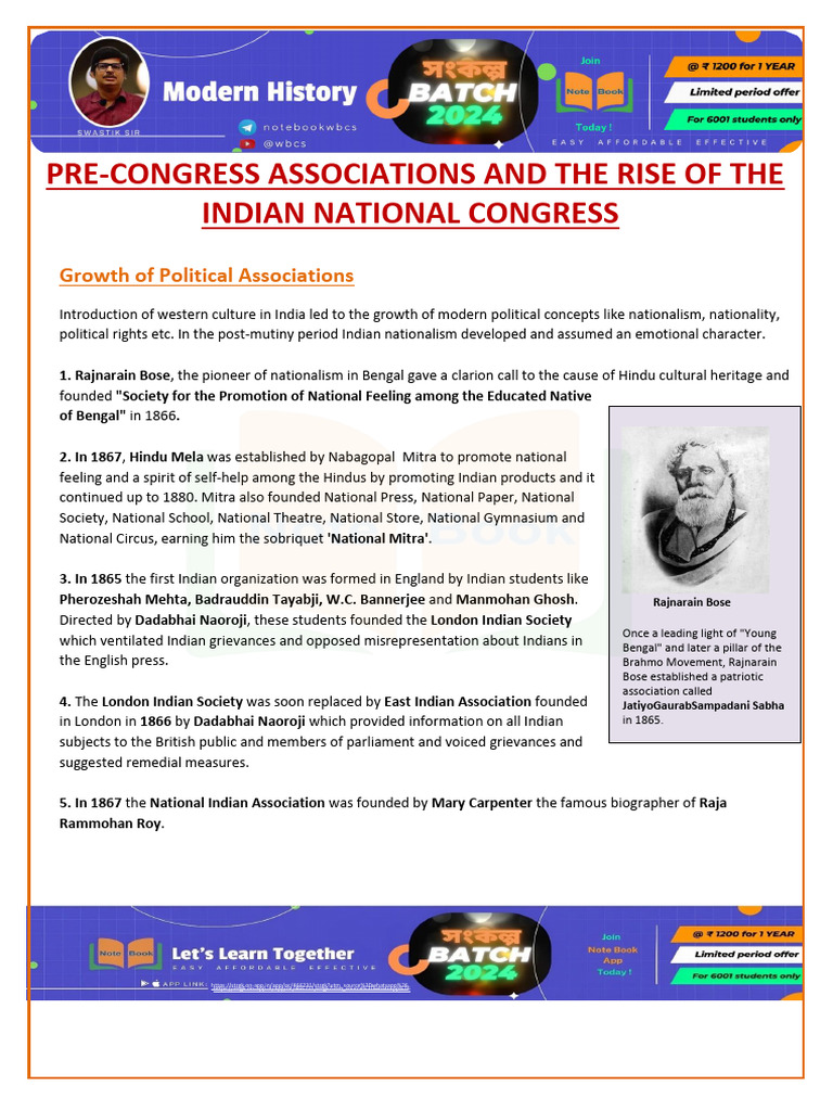 Pre-Congress Associations Overview | PDF | Indian National Congress ...