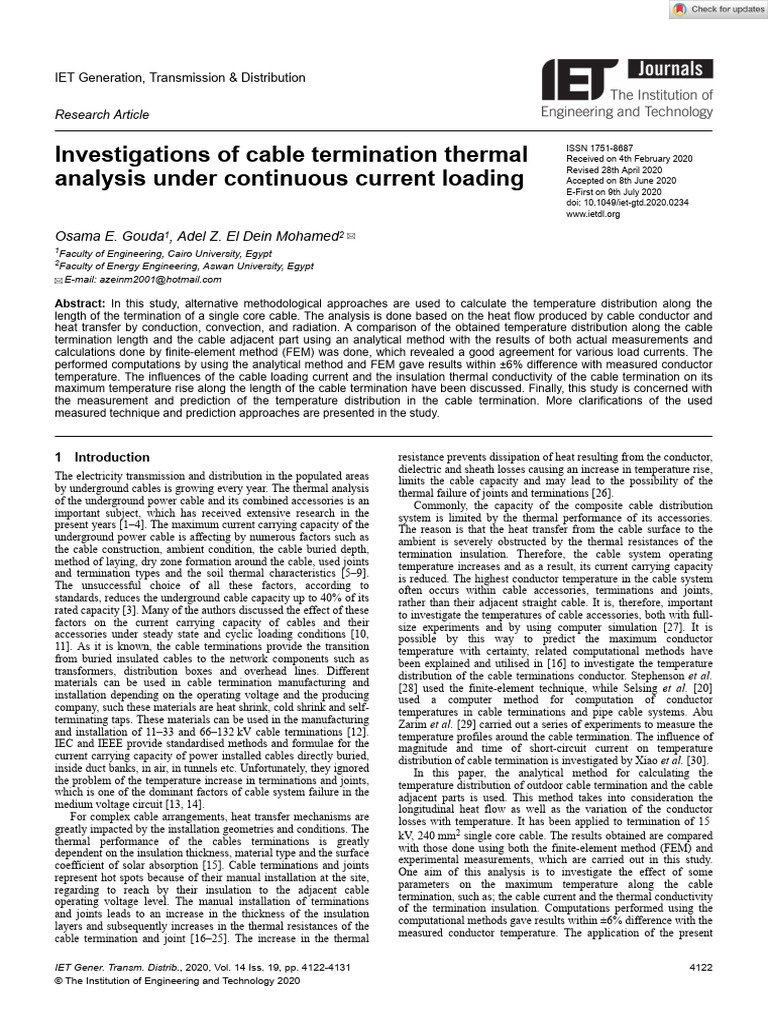 Cable Termination Thermal Analysis | PDF | Heat Transfer | Electrical ...