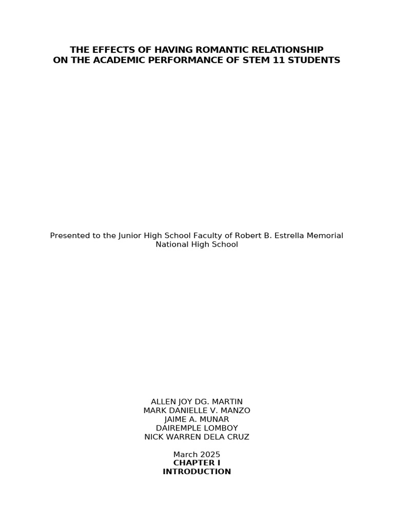 Impact of Romance on STEM Students' Grades | PDF | Adolescence ...