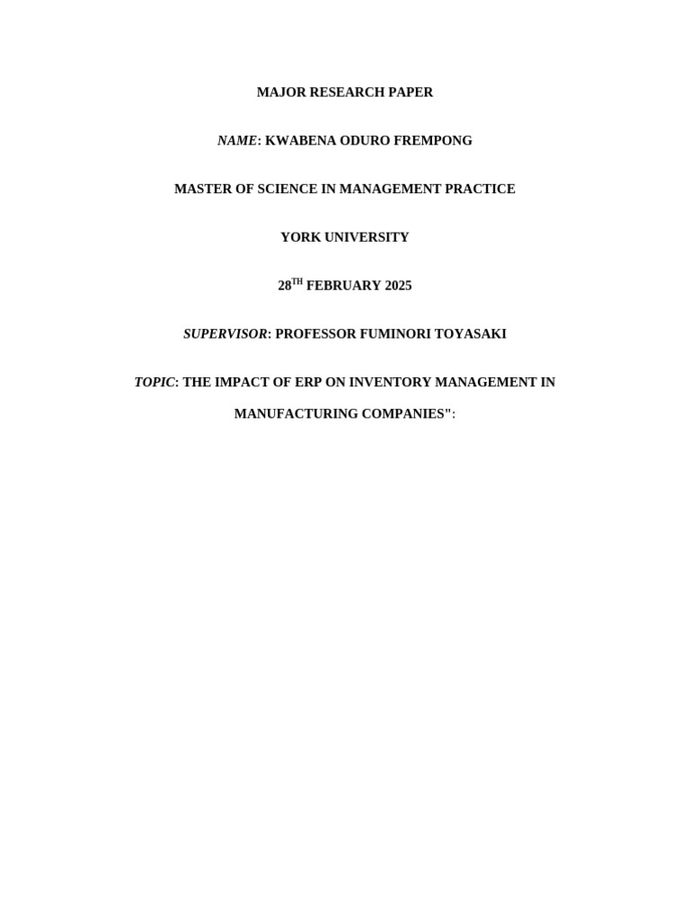 MAJOR RESEARCH PAPER UPDATED | PDF | Enterprise Resource Planning ...