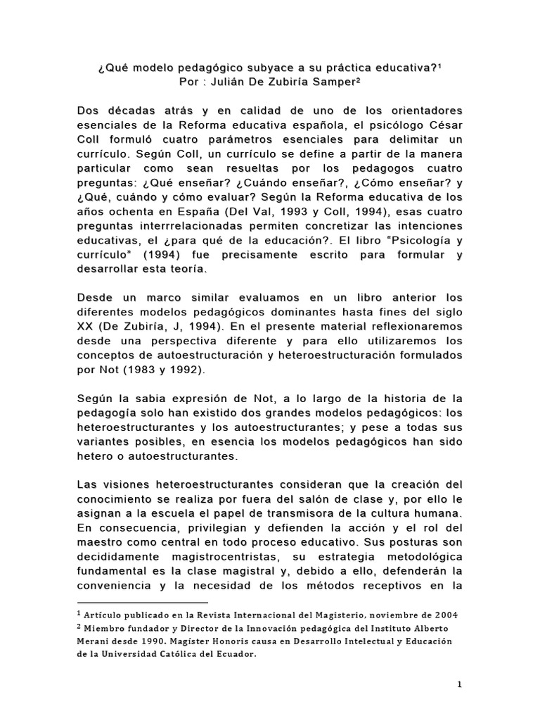 Modelos pedagógicos en educación | PDF | Constructivismo (filosofía de ...