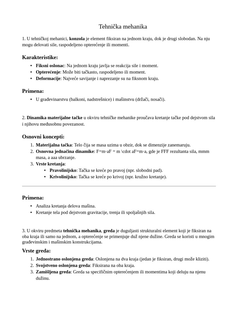 Tehnička Mehanika | PDF
