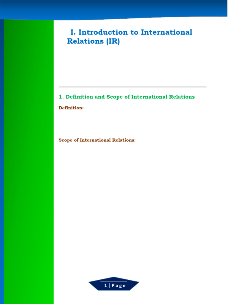 Introduction to International Relations | PDF | International Law ...