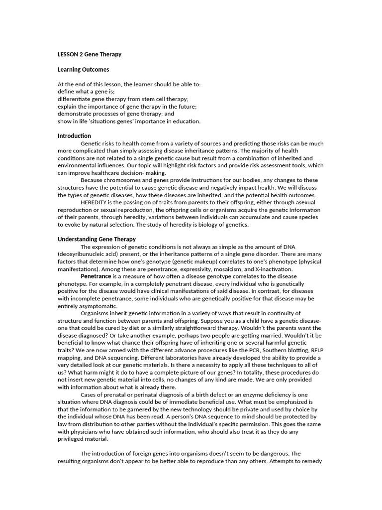 Understanding Gene Therapy Basics | PDF | Genetics | Dna
