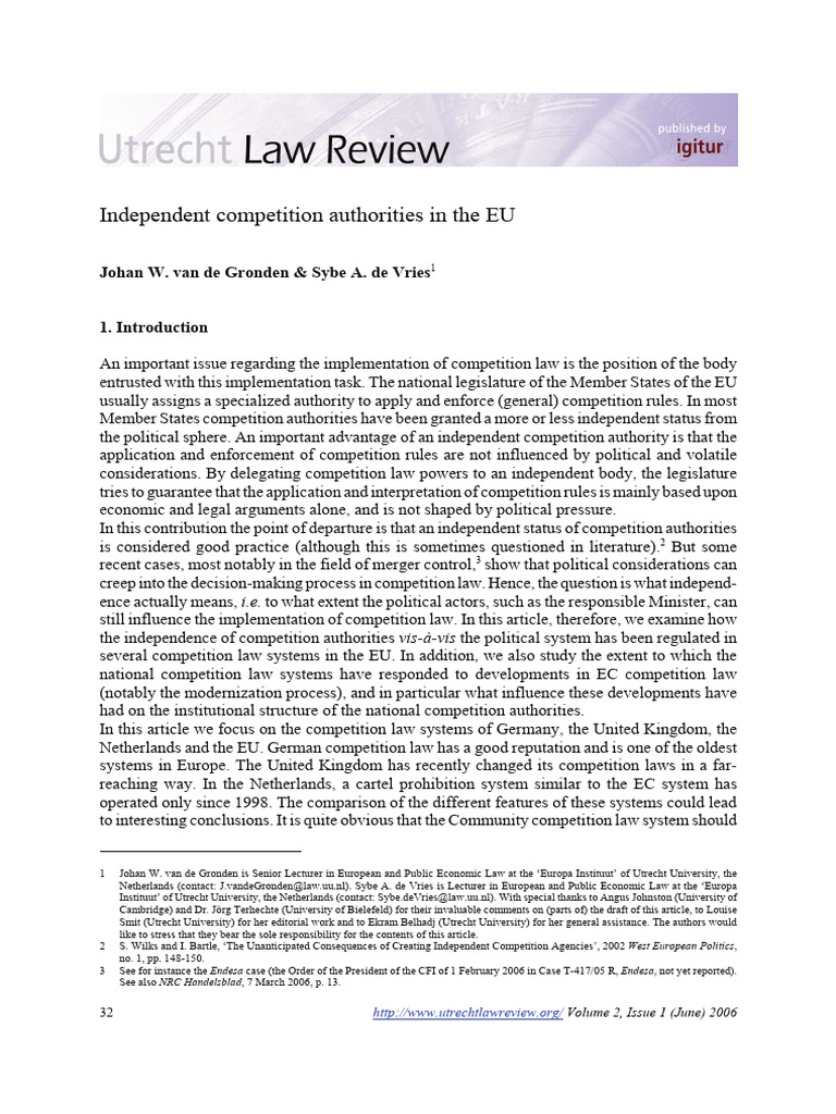 Competition Authorities in EU | PDF | Competition Law | Economics Of ...