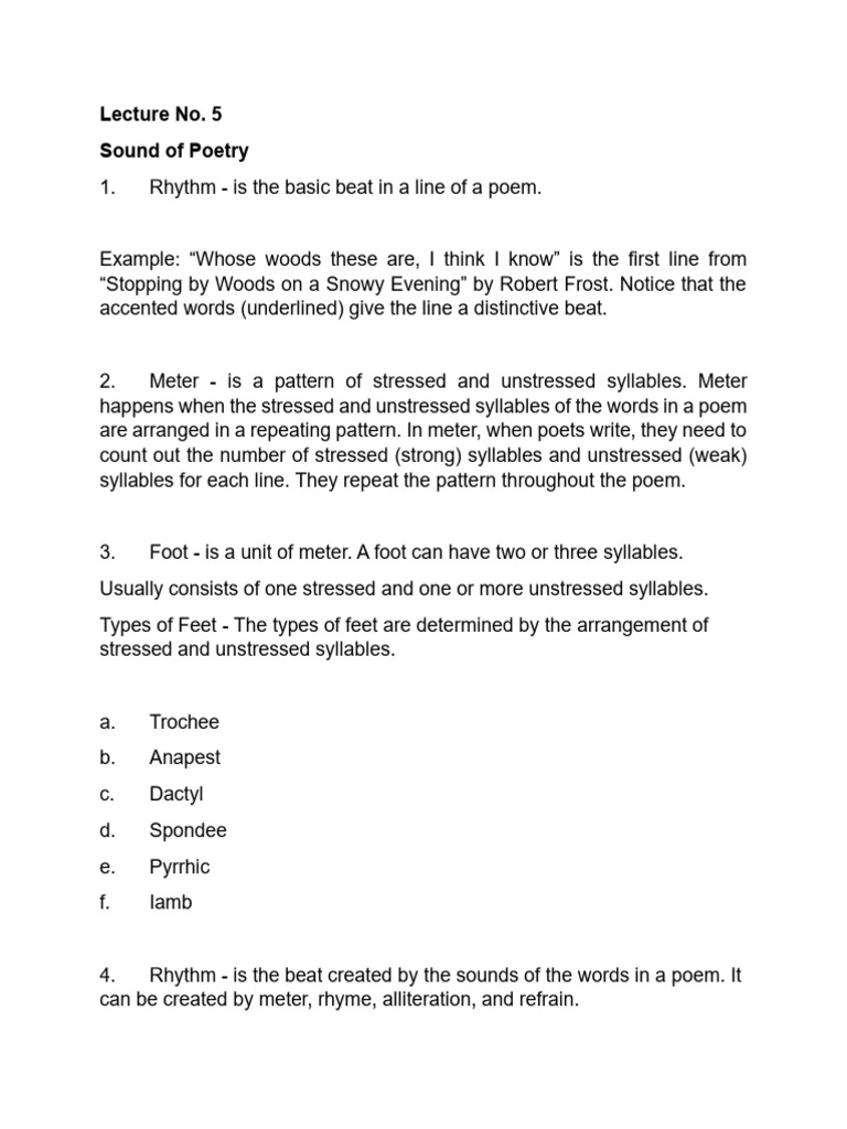 Understanding Rhythm and Meter in Poetry | PDF | Metre (Poetry) | Poetry