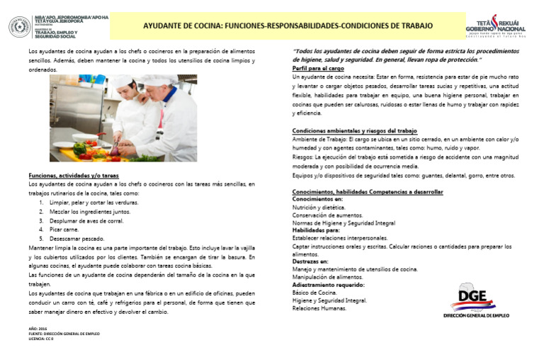 funciones ayudante | PDF | Cocina | Alimentos