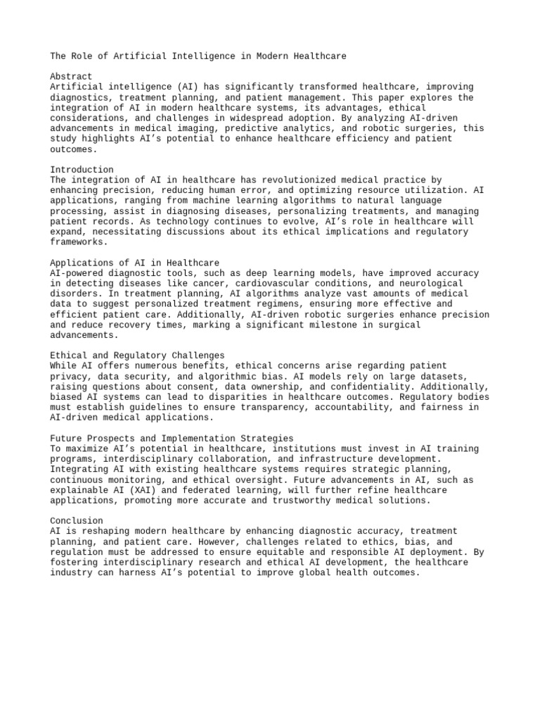 AI's Impact on Modern Healthcare | PDF | Artificial Intelligence ...