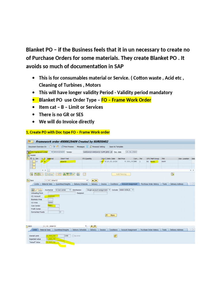 Blanket PO Screens 110325 | PDF