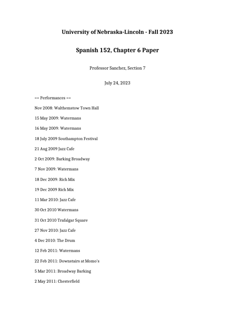 Spanish 152 Chapter 6 Paper | PDF