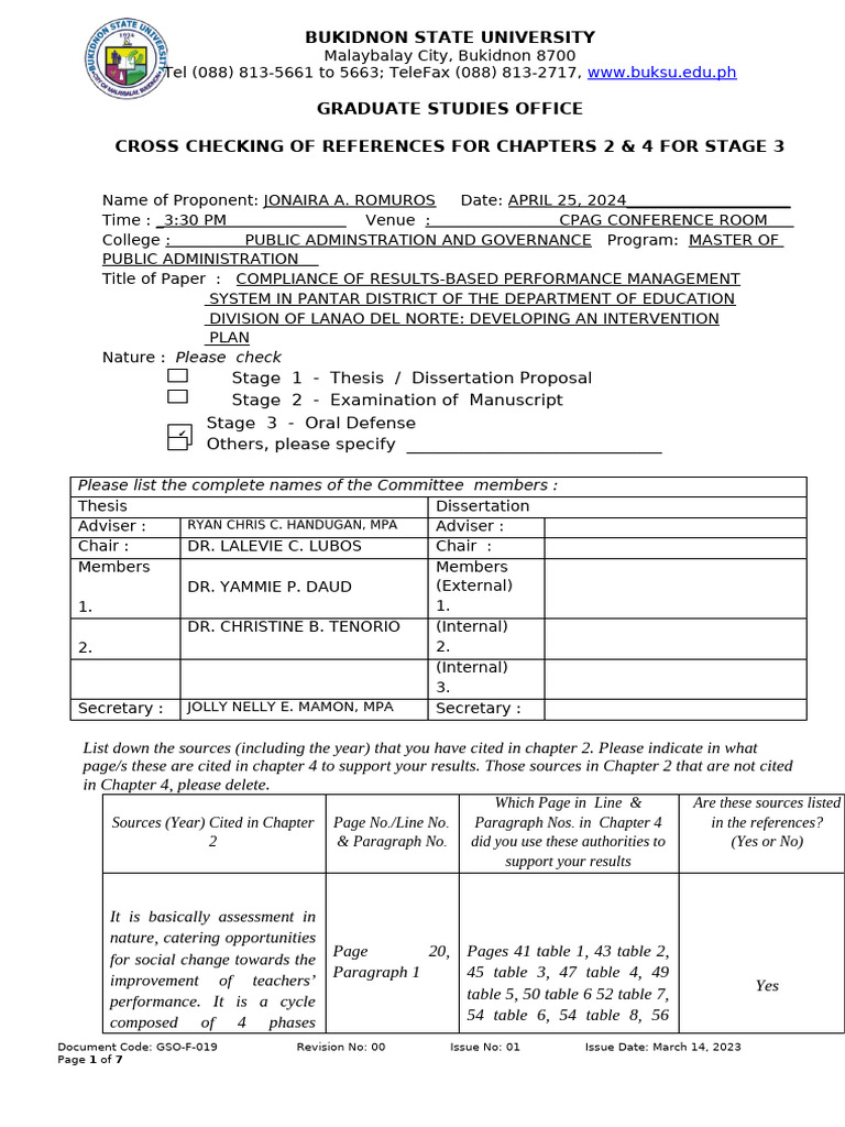 GSO-F-019.CROSS-CHECKING-OF-REFERENCES-FOR-CHAPTERS-24 | PDF | Thesis ...