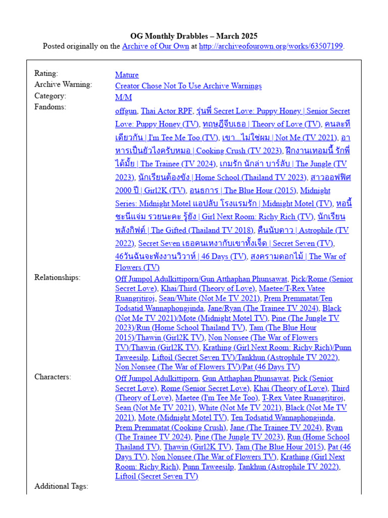 OG Monthly Drabbles | PDF