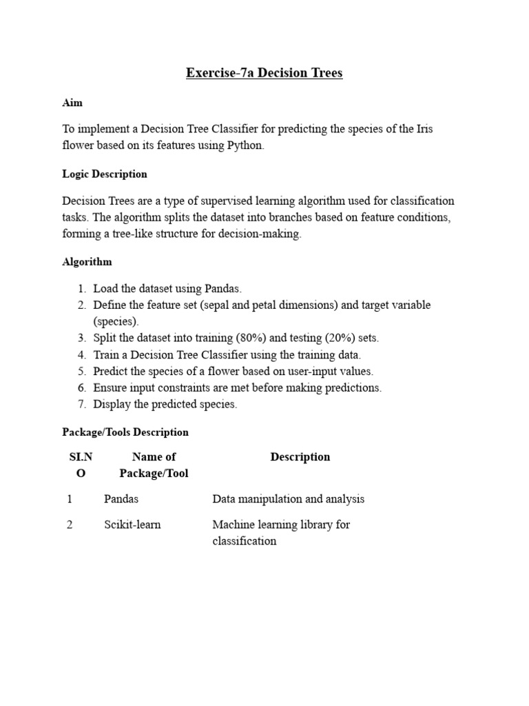 Iris Flower Species Prediction with Decision Trees | PDF | Statistical ...