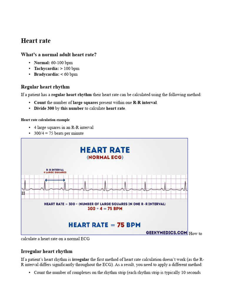 Heart Rate and Rhythm Calculation Guide | PDF | Electrocardiography | Heart