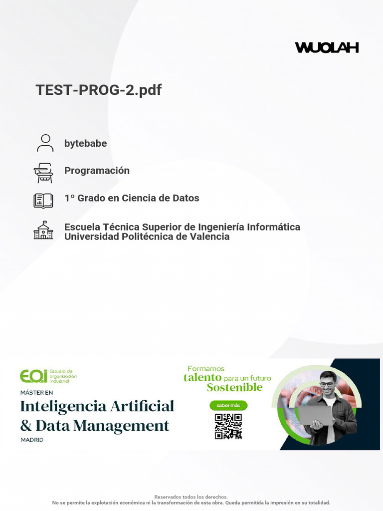 Test Prog 2 | PDF | Programación de computadoras | Algoritmos y ...