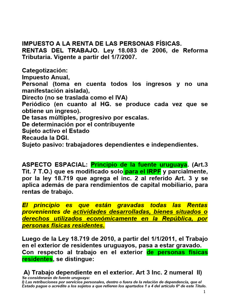 Impuesto a la Renta de Personas Físicas | PDF | Impuestos | Propiedad ...
