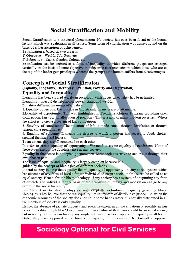 Social Stratification and Mobility | PDF | Social Stratification ...