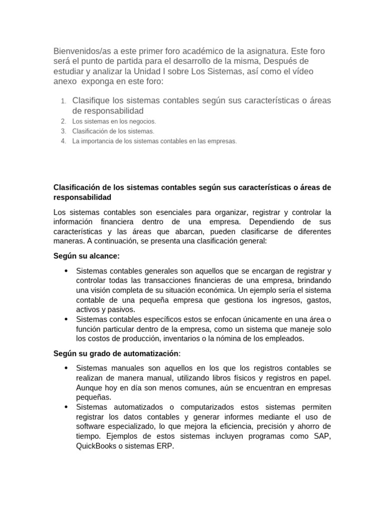 Clasificación de Sistemas Contables | PDF | Contabilidad ...