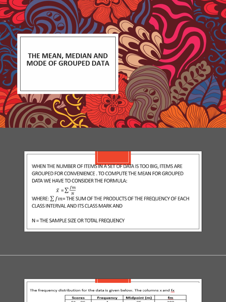 Chapter 2 - Mean,Median,Mode of Grouped Data | PDF