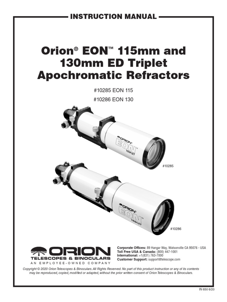 In 650 EON Triplet Refractors | PDF | Telescopic Sight ...