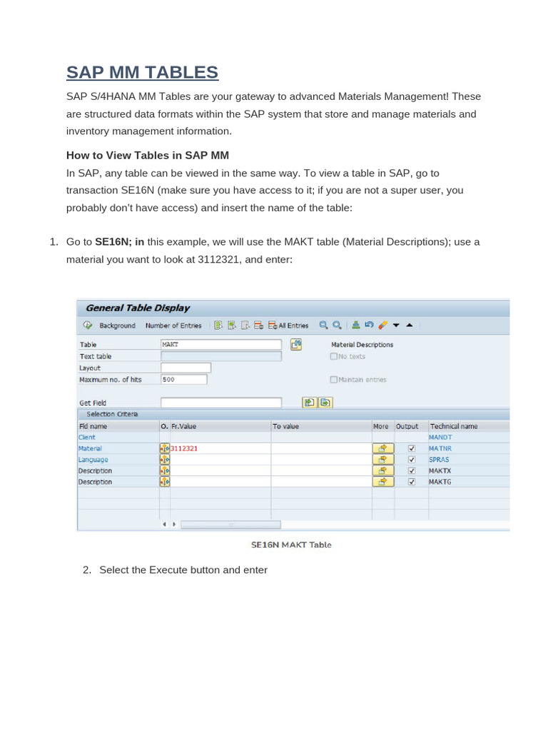 SAP MM Tables Overview and Access Guide | PDF | Invoice